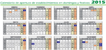 Aprobado el calendario de 2015 de apertura de establecimientos en domingos y festivos